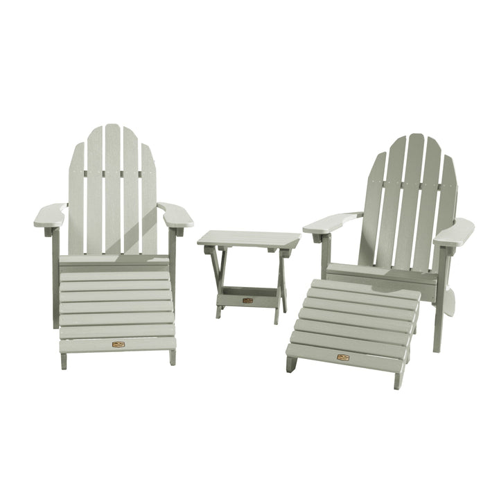 2 Essential Adirondack Chairs with Folding Side Table & 2 Folding Ottomans Kitted Sets ELK OUTDOORS® Eucalyptus