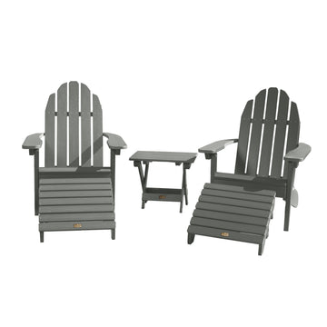 2 Essential Adirondack Chairs with Folding Side Table & 2 Folding Ottomans ELK OUTDOORS® Gray