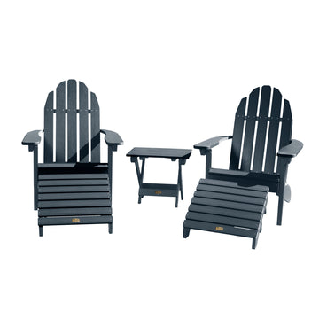 2 Essential Adirondack Chairs with Folding Side Table & 2 Folding Ottomans ELK OUTDOORS® Federal Blue
