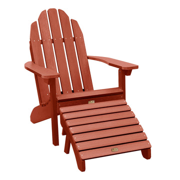 Essential Adirondack Chair with Essential Folding Ottoman ELK OUTDOORS® Rustic Red
