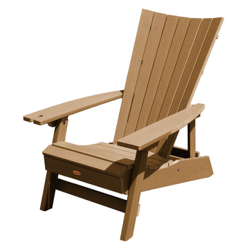 Refurbished Manhattan Beach Adirondack Chair with Wine Glass Holder Highwood USA Toffee