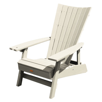 Refurbished Manhattan Beach Adirondack Chair with Wine Glass Holder Highwood USA Whitewash