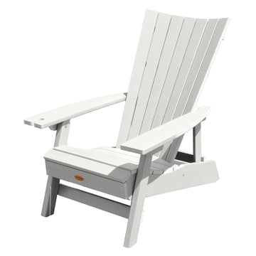 Refurbished Manhattan Beach Adirondack Chair with Wine Glass Holder Highwood USA White