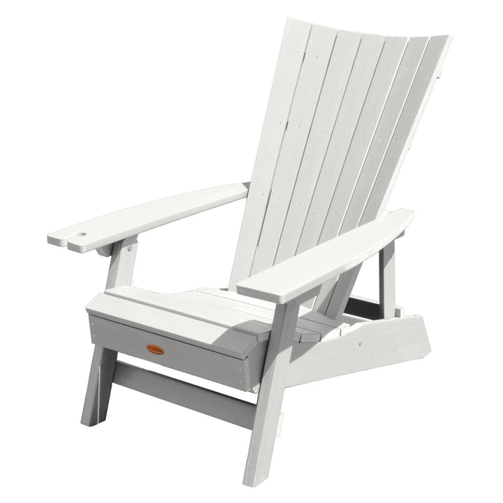 Refurbished Manhattan Beach Adirondack Chair with Wine Glass Holder Highwood USA White