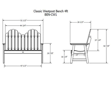 Refurbished Classic Westport 4ft Outdoor Garden Bench Highwood USA