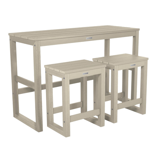 Monroe Modern Counter Height Balcony 3pc Set Dining Highwood USA Whitewash 