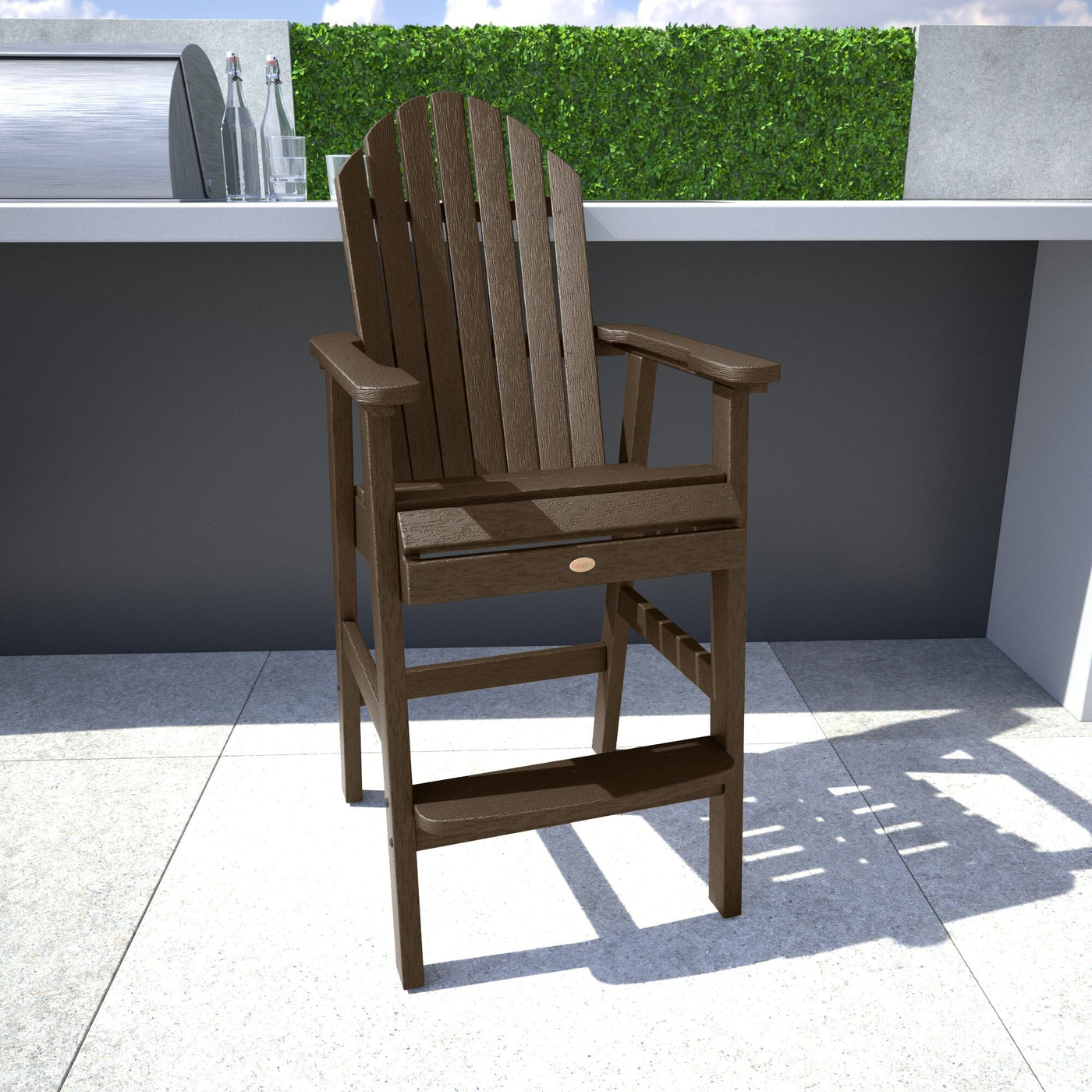 Brown Hamilton Bar Height Chair in outdoor kitchen