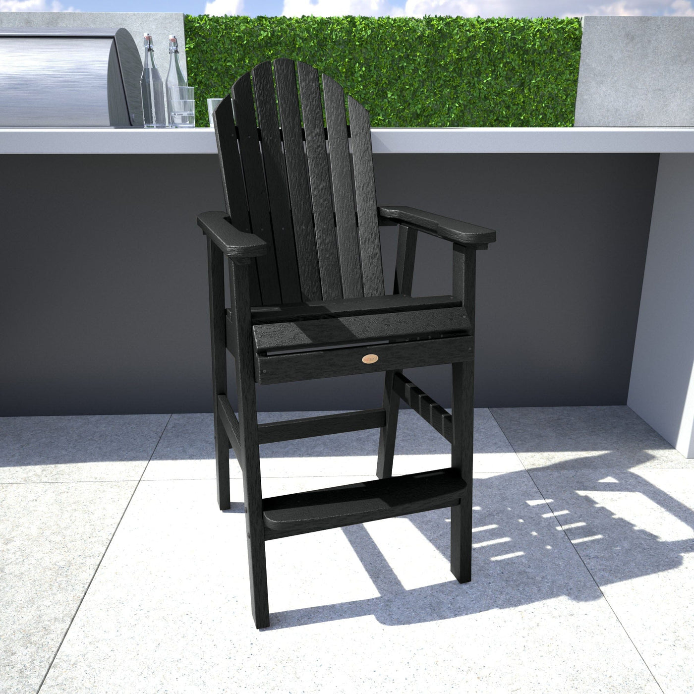 Black Hamilton Bar Height Chair in outdoor kitchen