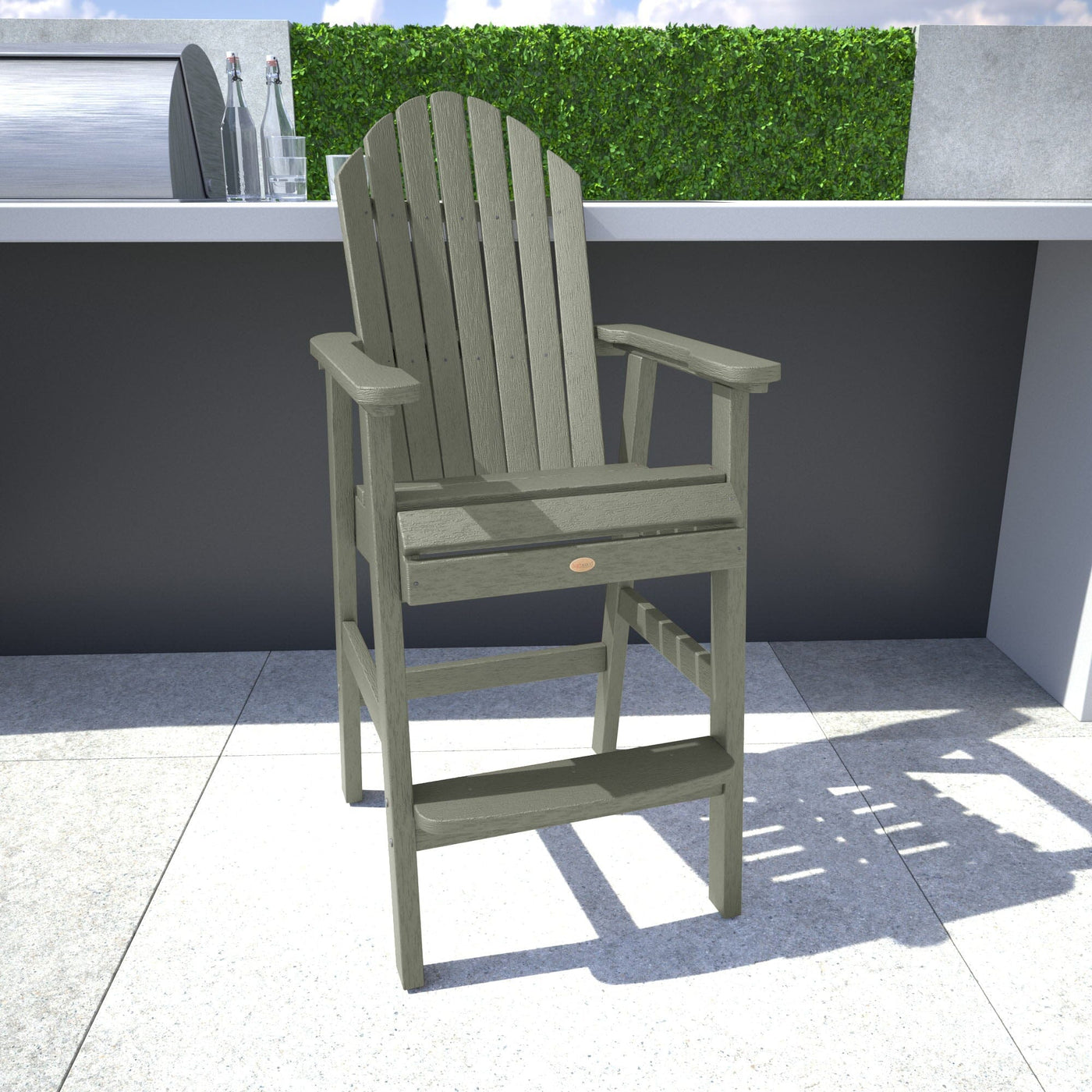 Light green Hamilton Bar Height Chair in outdoor kitchen