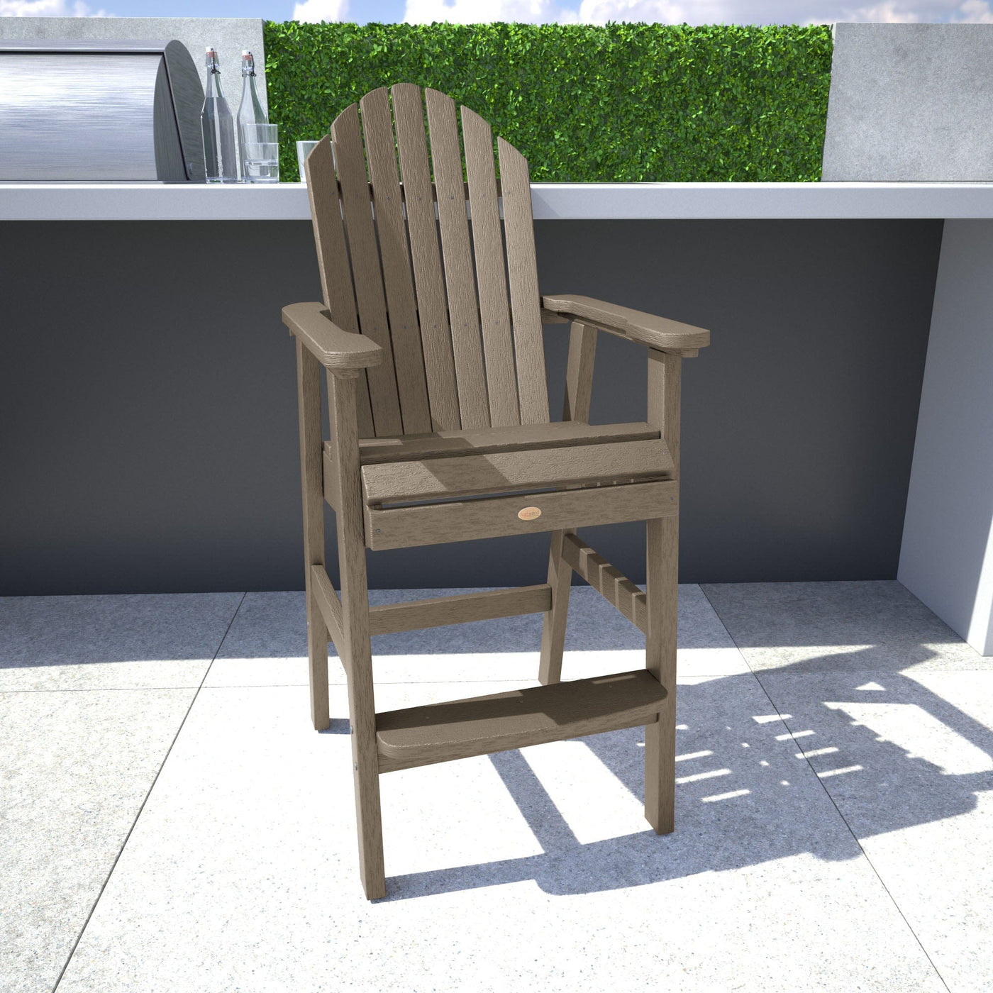 Light brown Hamilton Bar Height Chair in outdoor kitchen