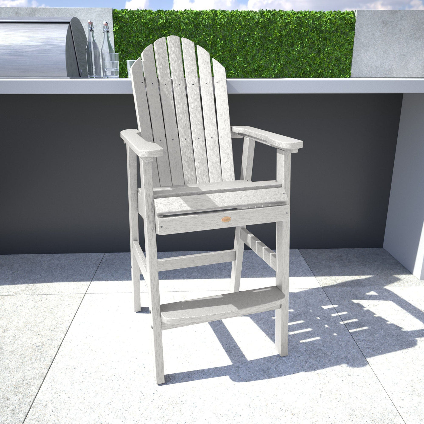 White Hamilton Bar Height Chair in outdoor kitchen