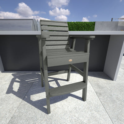 Gray Weatherly Bar Height Chair in outdoor kitchen