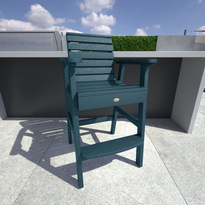 Blue Weatherly Bar Height Chair in outdoor kitchen