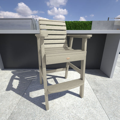 Whitewash Weatherly Bar Height Chair in outdoor kitchen