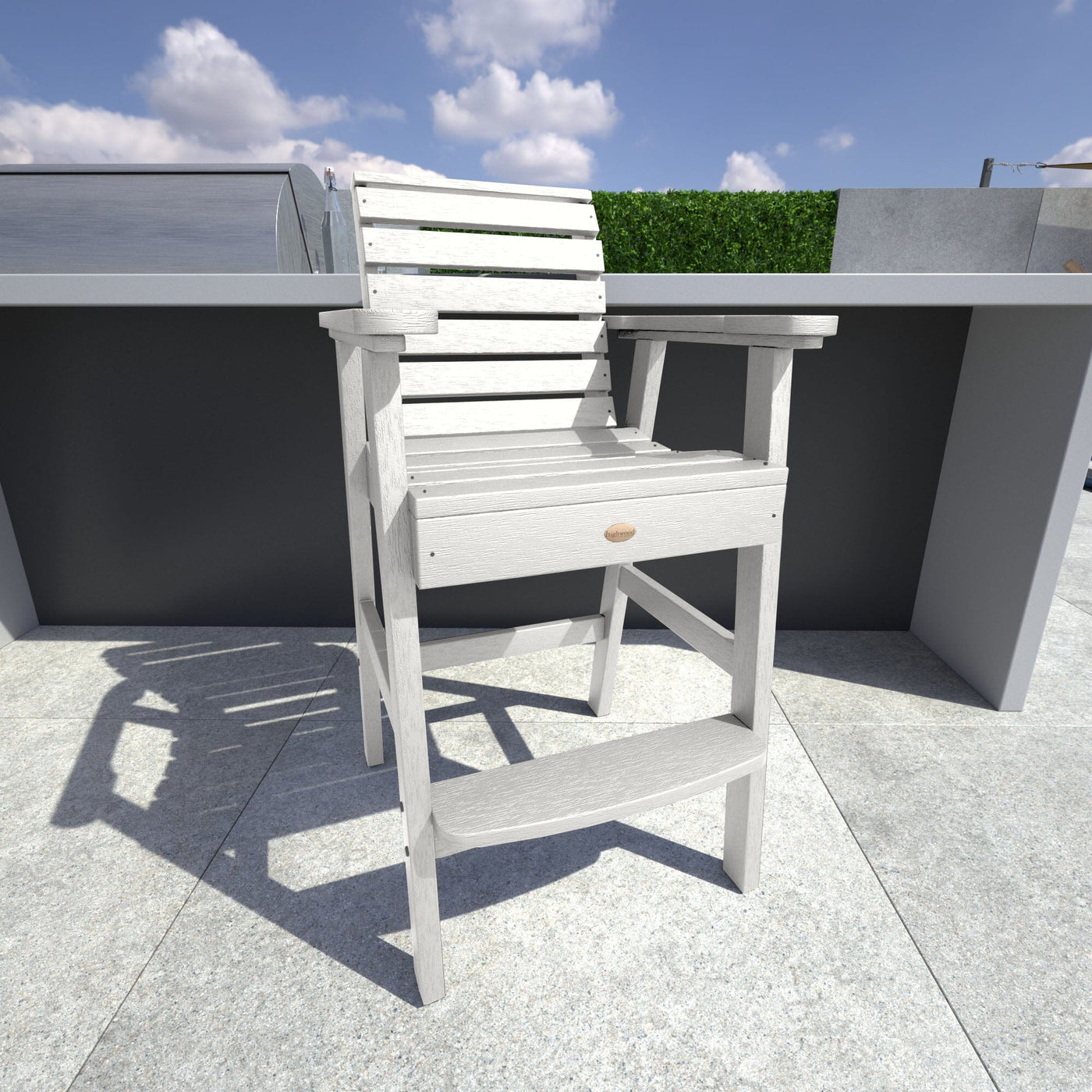 White Weatherly Bar Height Chair in outdoor kitchen