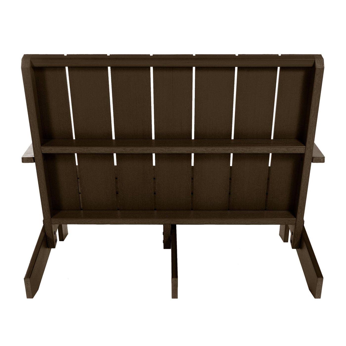 Back view of Italica Modern bench in Weathered Acorn brown