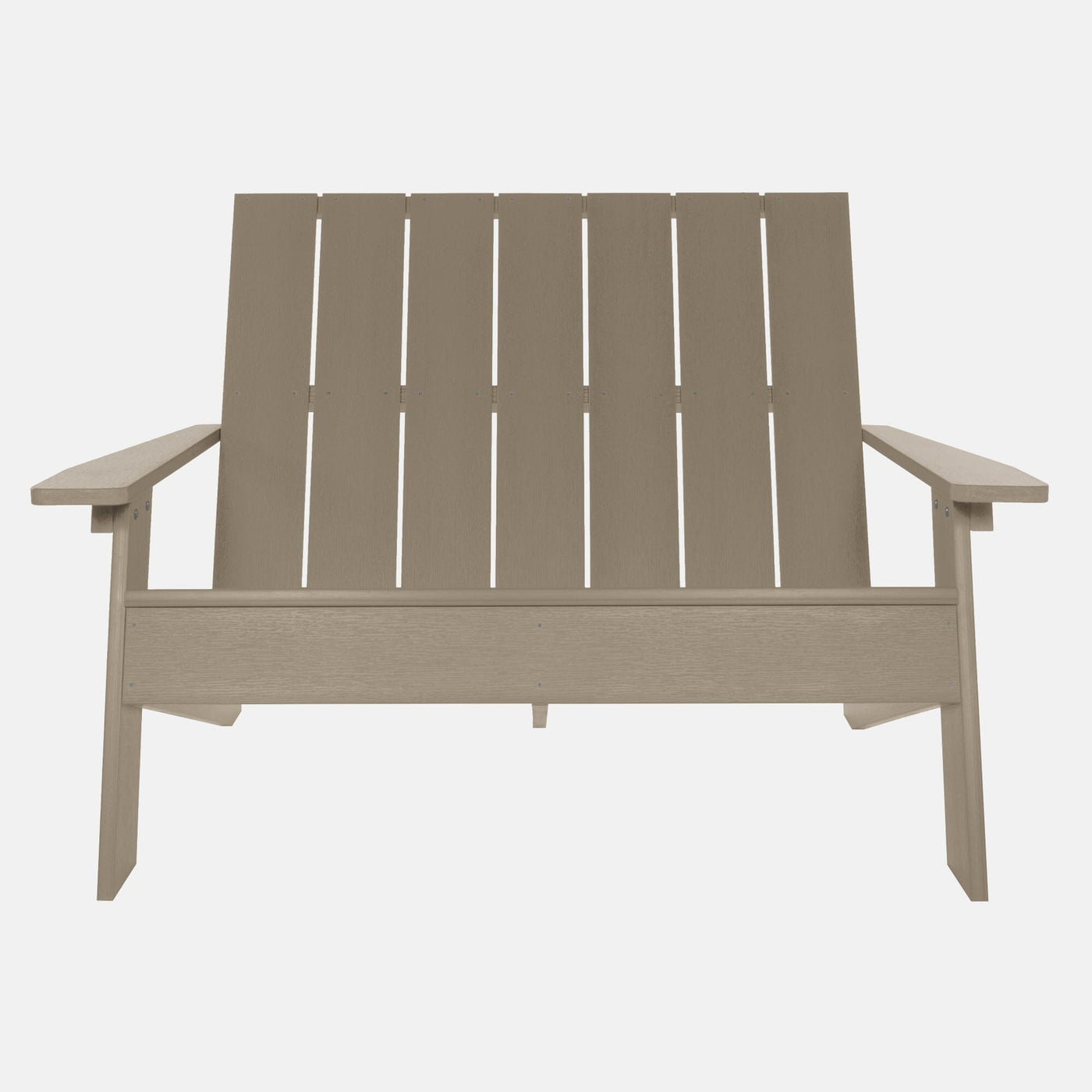 Front view of Italica Modern bench in Woodland Brown