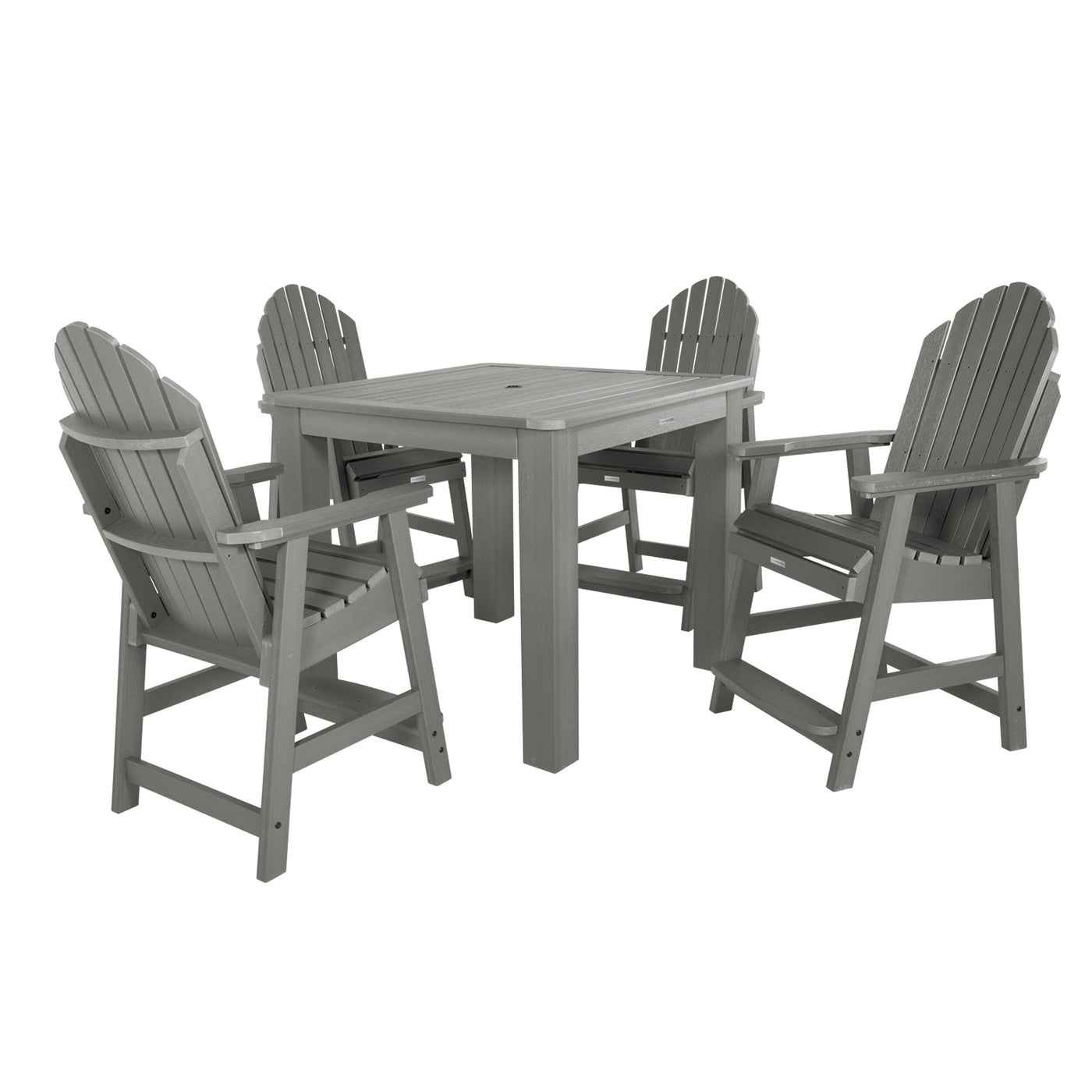 Hamilton 5pc Square Dining Set 42in x 42in - Counter Height Dining Highwood USA Coastal Teak 