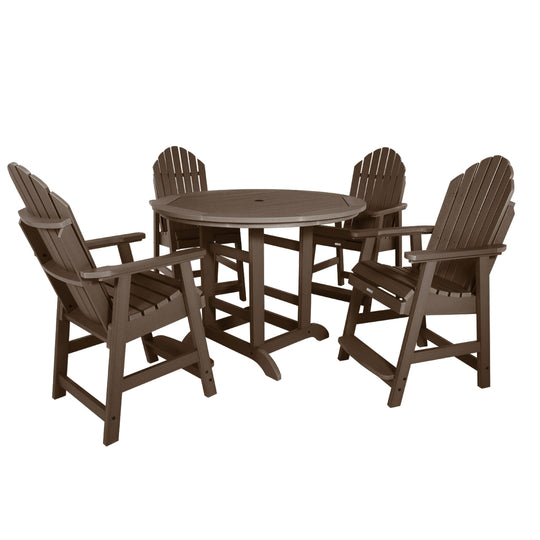 Hamilton 5pc 48in Round Dining Set - Counter Height Dining Highwood USA Weathered Acorn 