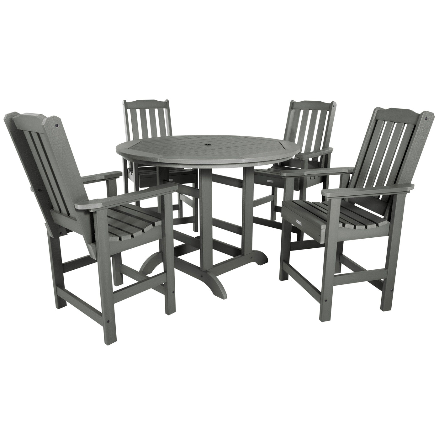 Gray round dining set with five pieces