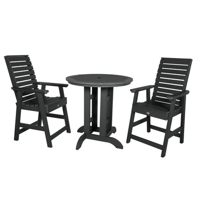 Weatherly 3pc 36in Round Dining Set - Counter Height Dining Highwood USA Black 