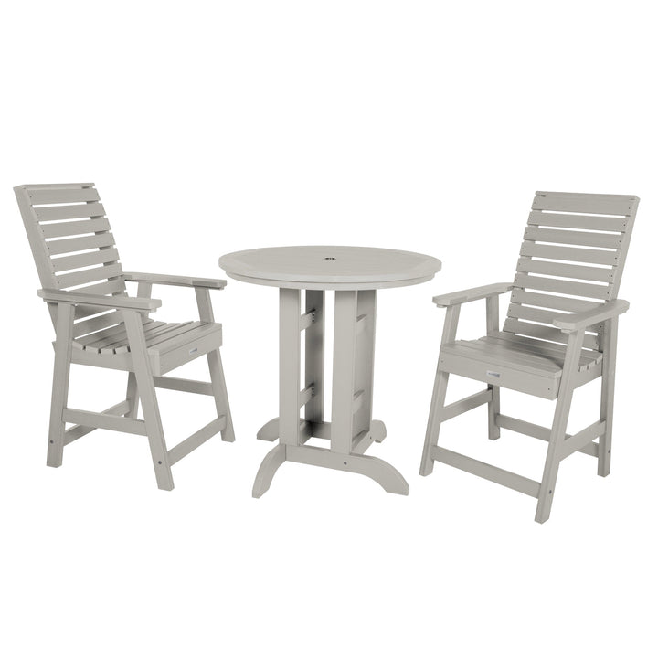 Weatherly 3pc 36in Round Dining Set - Counter Height Dining Highwood USA Harbor Gray 