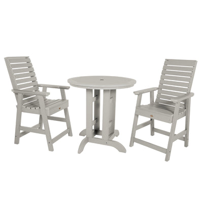 Weatherly 3pc 36in Round Dining Set - Counter Height Dining Highwood USA Harbor Gray 