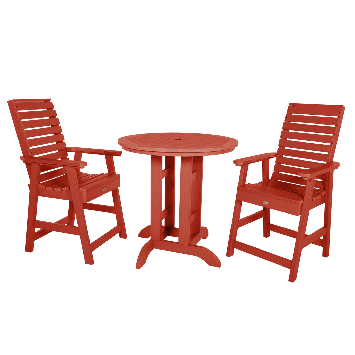 Weatherly 3pc 36in Round Dining Set - Counter Height Dining Highwood USA Rustic Red 