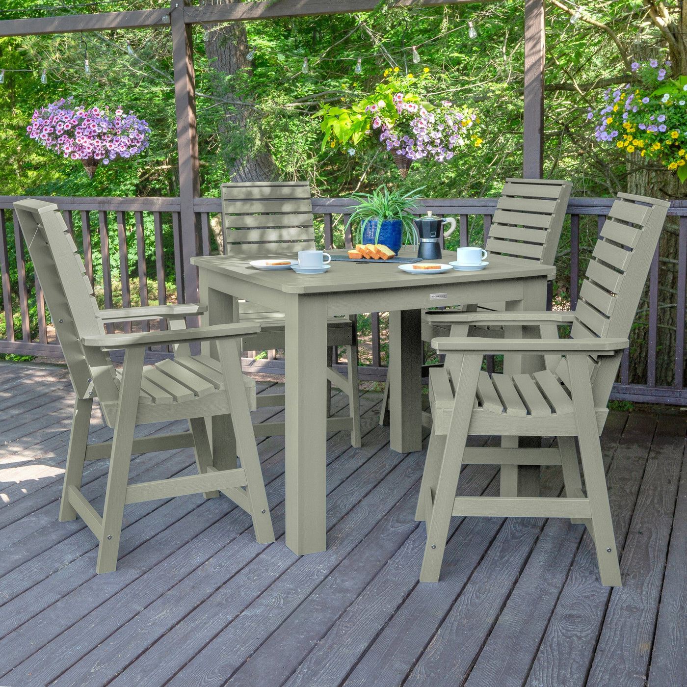 Weatherly 5pc Square Dining Set 42in x 42in- Counter Height Dining Highwood USA 