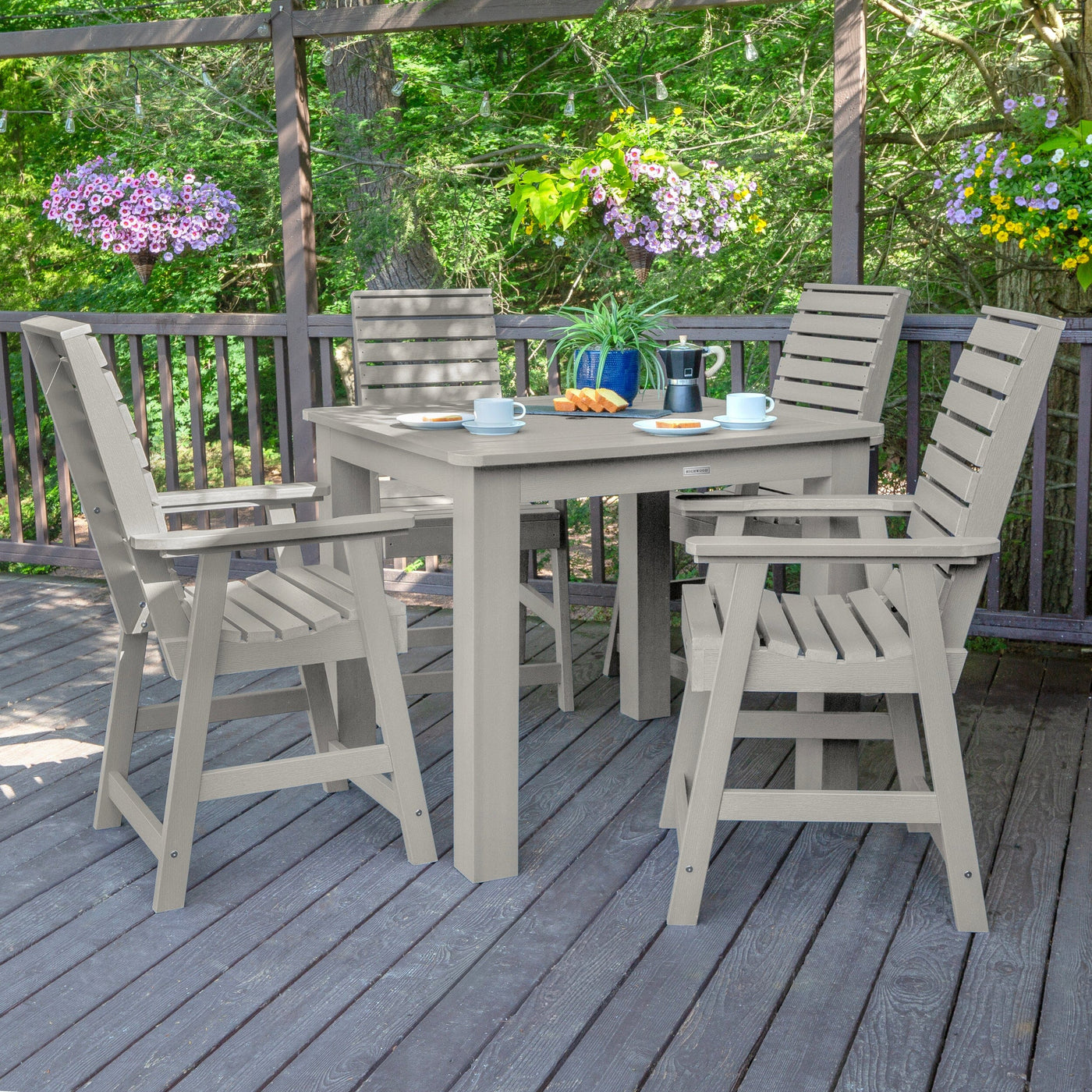 Weatherly 5pc Square Dining Set 42in x 42in- Counter Height Dining Highwood USA 