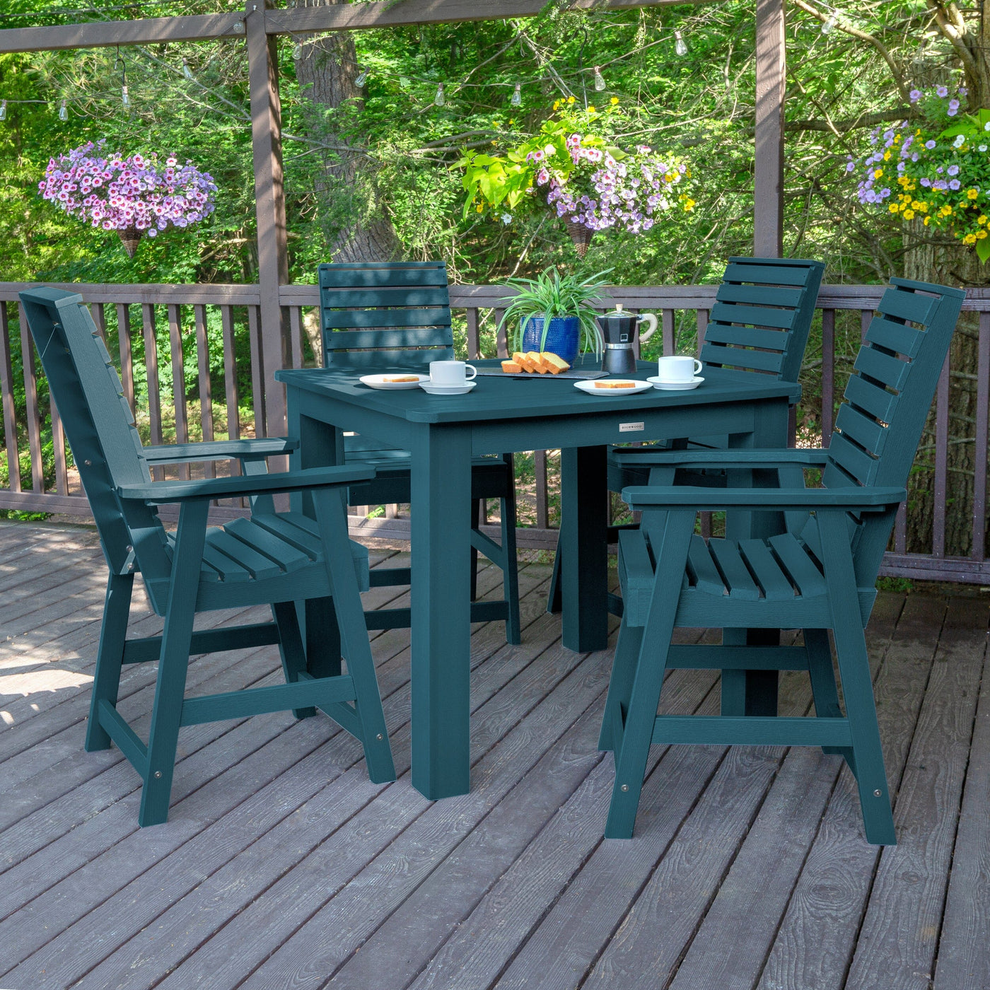 Weatherly 5pc Square Dining Set 42in x 42in- Counter Height Dining Highwood USA 