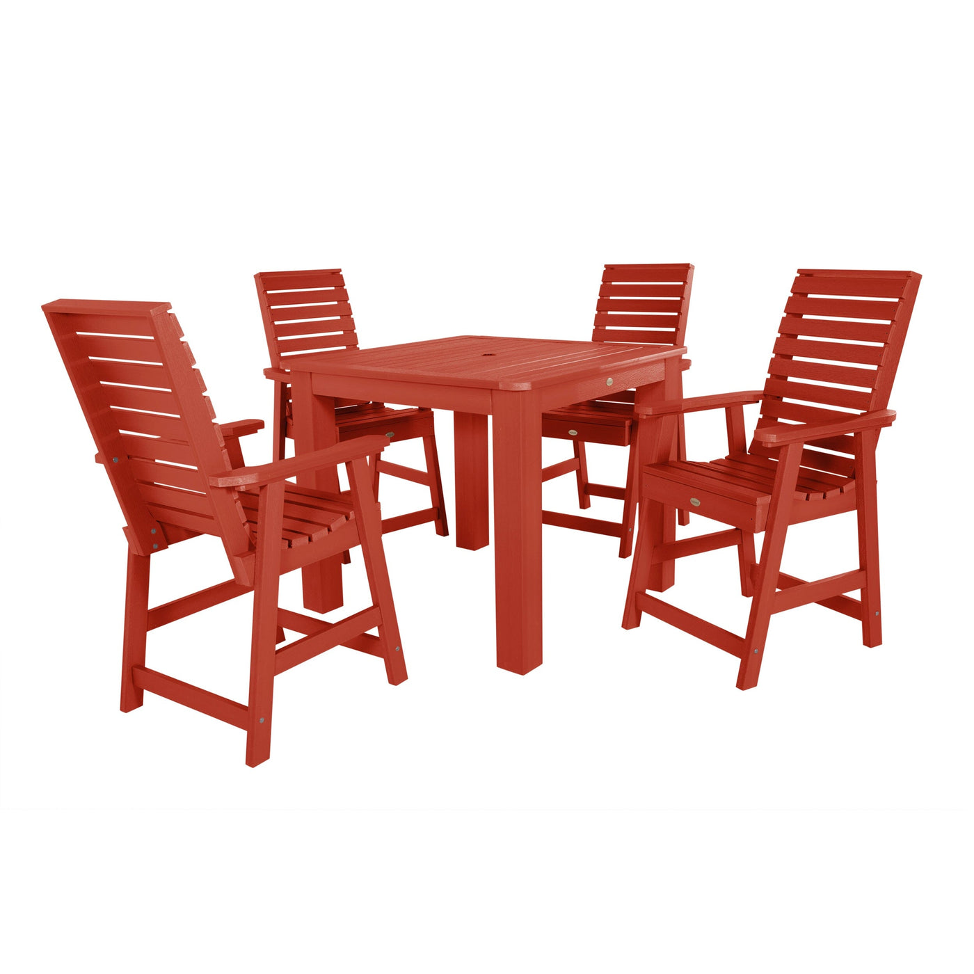 Weatherly 5pc Square Dining Set 42in x 42in- Counter Height Dining Highwood USA Rustic Red 