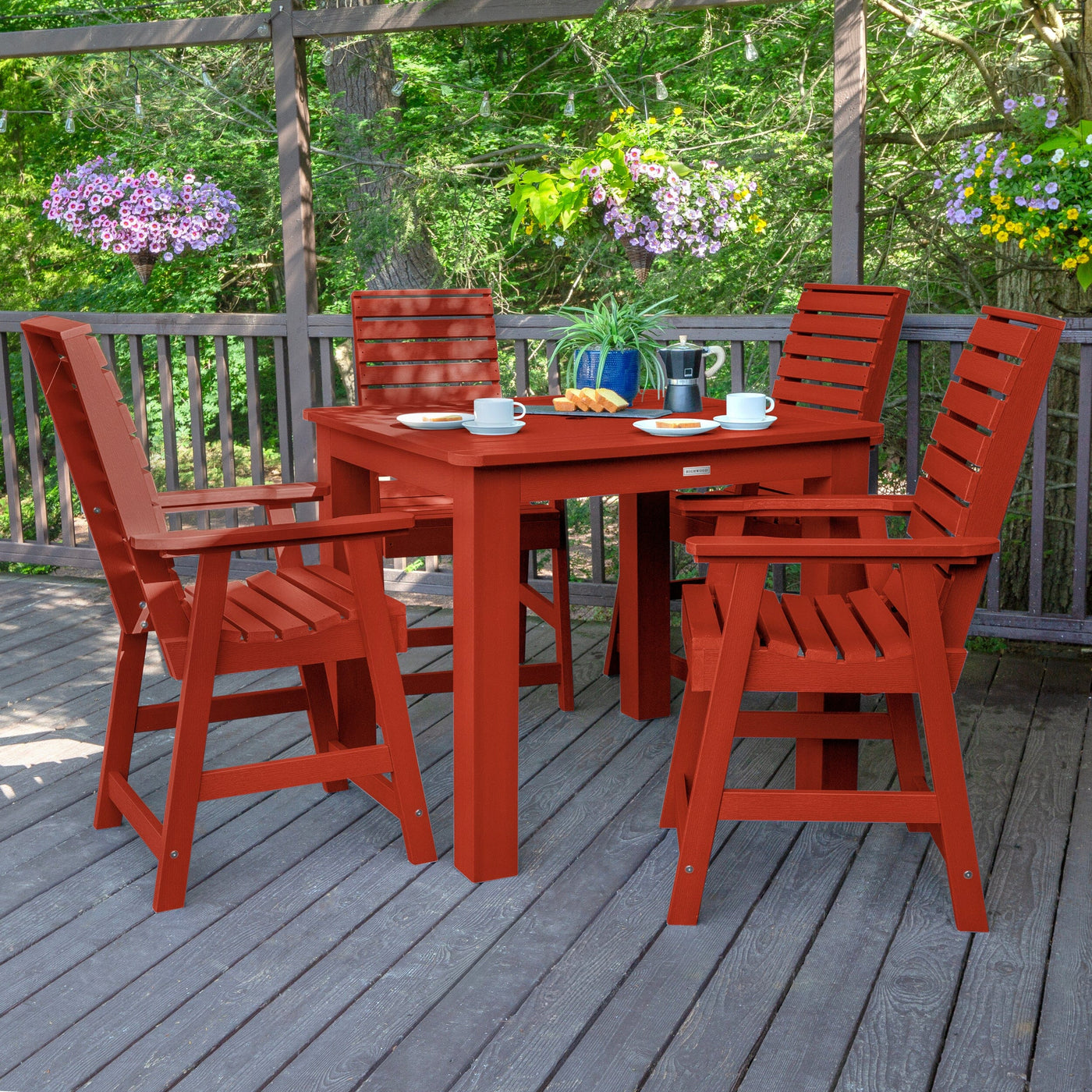 Weatherly 5pc Square Dining Set 42in x 42in- Counter Height Dining Highwood USA 