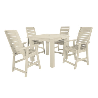 Weatherly 5pc Square Dining Set 42in x 42in- Counter Height Dining Highwood USA Whitewash 