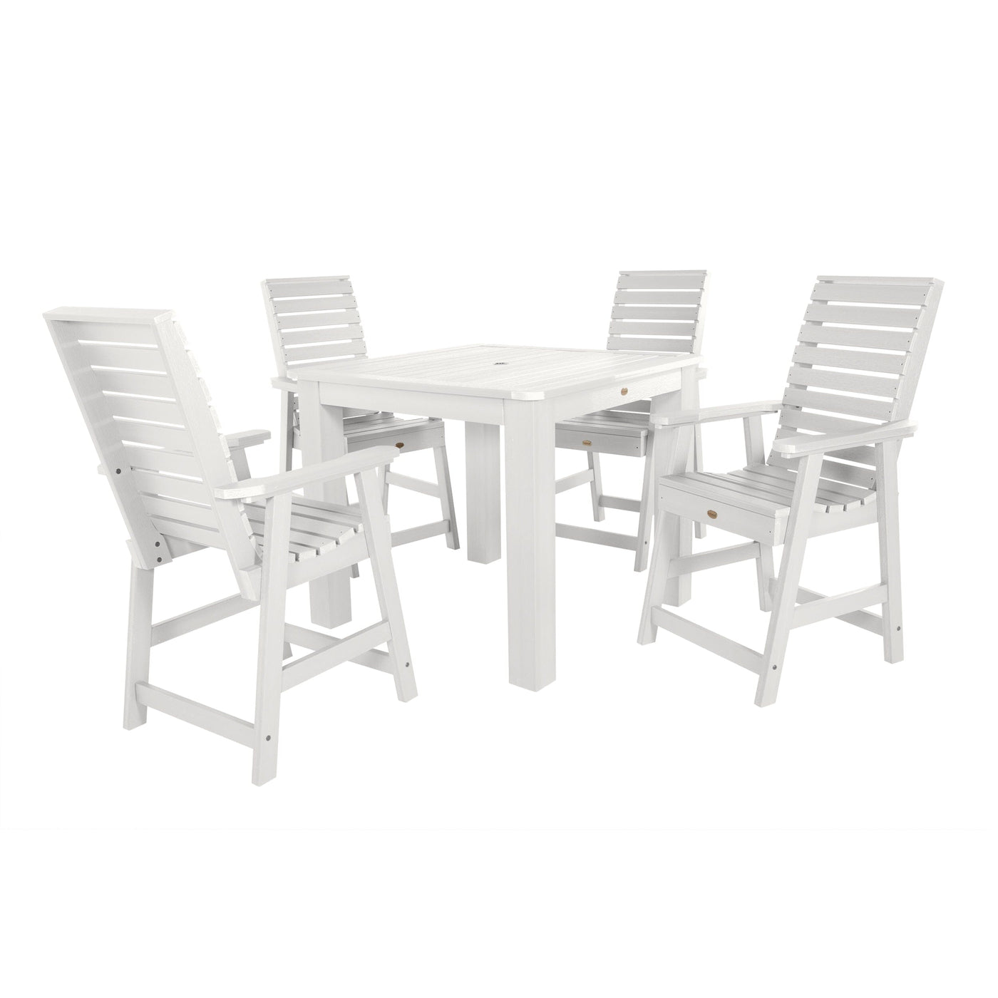 Weatherly 5pc Square Dining Set 42in x 42in- Counter Height Dining Highwood USA White 