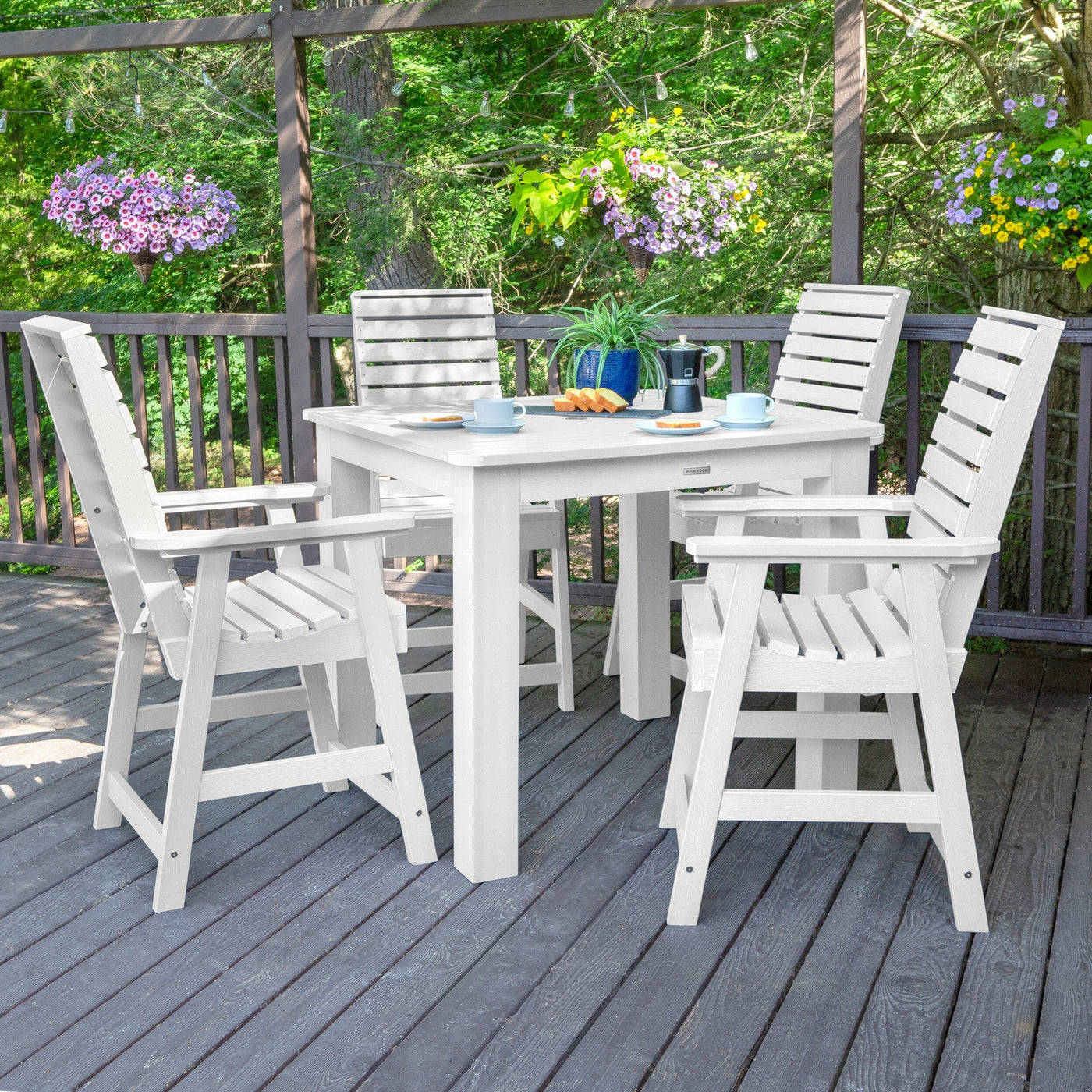 Weatherly 5pc Square Dining Set 42in x 42in- Counter Height Dining Highwood USA 