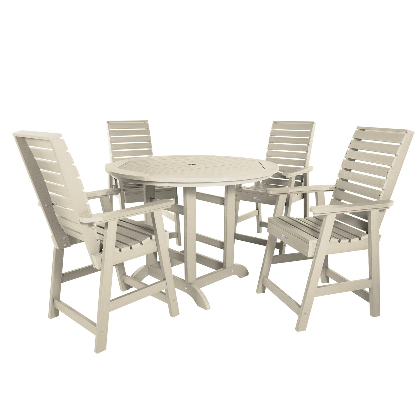 Weatherly 5pc 48in Round Dining Set - Counter Height Dining Highwood USA Whitewash 