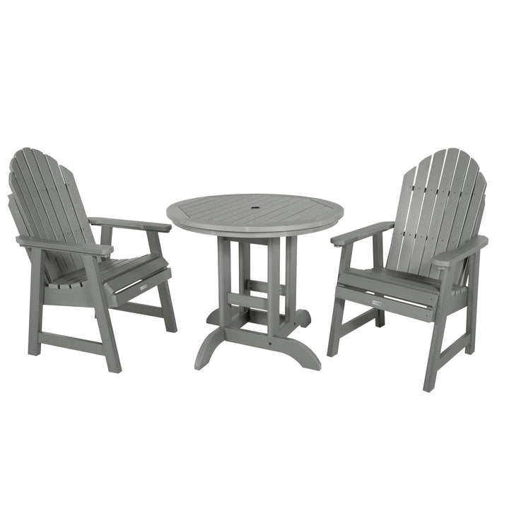 Hamilton 3pc 36in Round Dining Set - Dining Height Dining Highwood USA Coastal Teak 