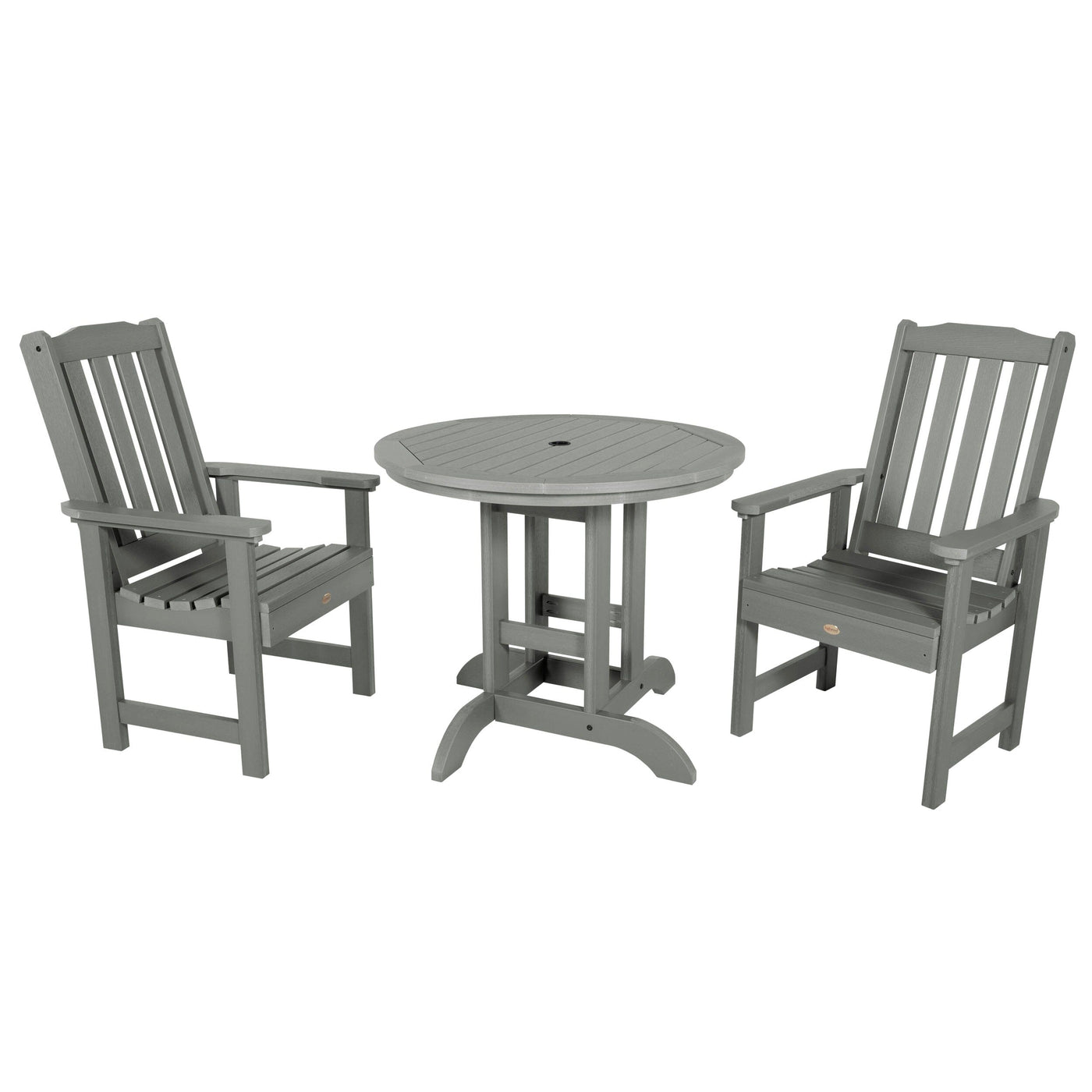 Lehigh 3pc 36in Round Dining Set - Dining Height Dining Highwood USA Coastal Teak 