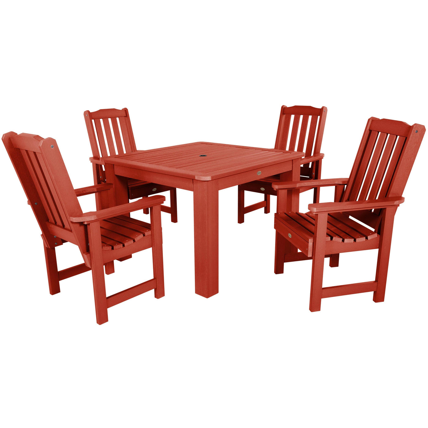 Lehigh 5pc Square Dining Set 42in x 42in - Dining Height Dining Highwood USA Rustic Red 