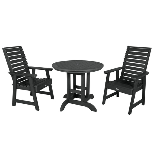 Weatherly 3pc 36in Round Dining Set - Dining Height Dining Highwood USA Black 