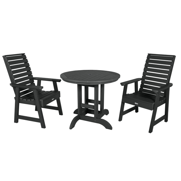 Weatherly 3pc 36in Round Dining Set - Dining Height Dining Highwood USA Black 