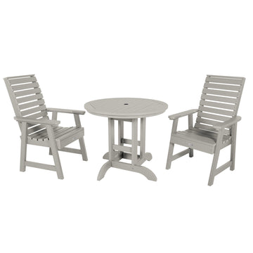 Weatherly 3pc 36in Round Dining Set - Dining Height Dining Highwood USA Harbor Gray 