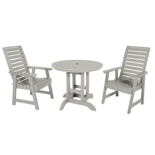 Weatherly 3pc 36in Round Dining Set - Dining Height Dining Highwood USA Harbor Gray 