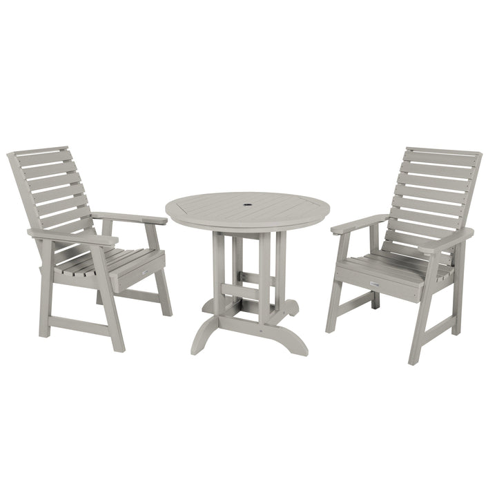 Weatherly 3pc 36in Round Dining Set - Dining Height Dining Highwood USA Harbor Gray 