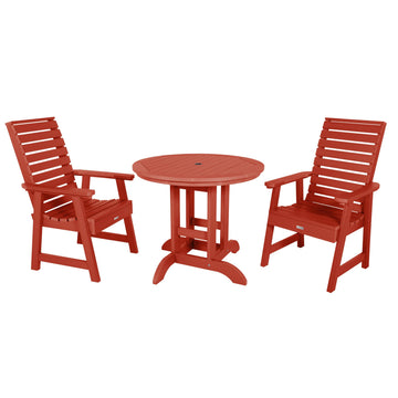 Weatherly 3pc 36in Round Dining Set - Dining Height Dining Highwood USA Rustic Red 