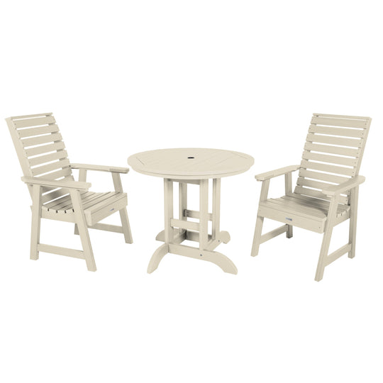 Weatherly 3pc 36in Round Dining Set - Dining Height Dining Highwood USA Whitewash 