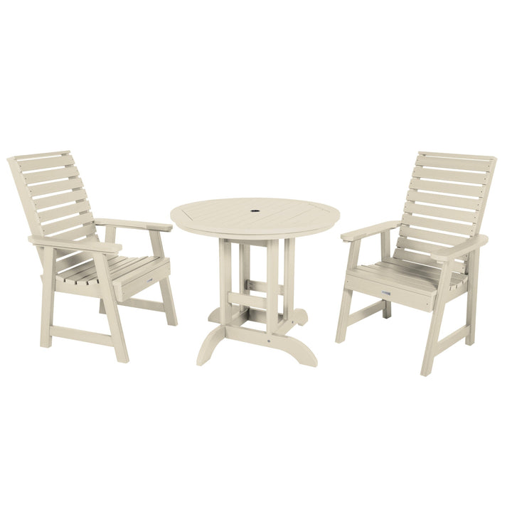 Weatherly 3pc 36in Round Dining Set - Dining Height Dining Highwood USA Whitewash 