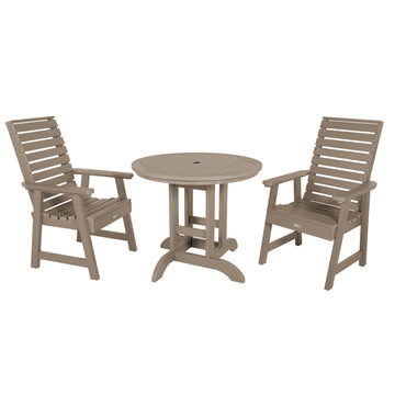 Weatherly 3pc 36in Round Dining Set - Dining Height Dining Highwood USA Woodland Brown 