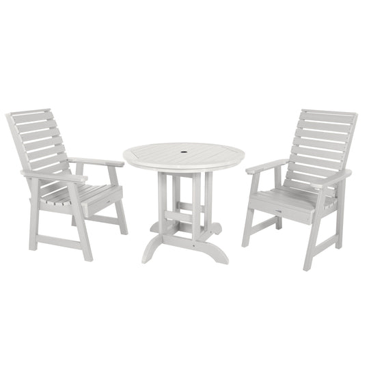 Weatherly 3pc 36in Round Dining Set - Dining Height Dining Highwood USA White 